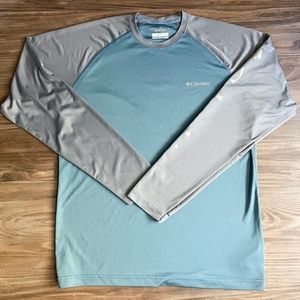 Columbia Blue Grey Long Sleeve Shirt - Omni-Shade UV protection - Men sized M